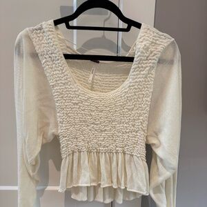 Free People ivory long sleeve top